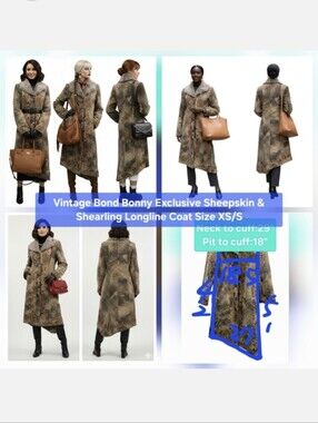 Vintage Bond Bonny Exclusive Asymmetric Sheepskin & Shearling Coat Size XS/S